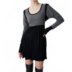 NEW TOUGH LUV babydoll lace detail dress in black acid wash